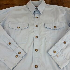 Duluth Trading Co Long Sleeve Button Up Blue Cotton Men’s Size L Read